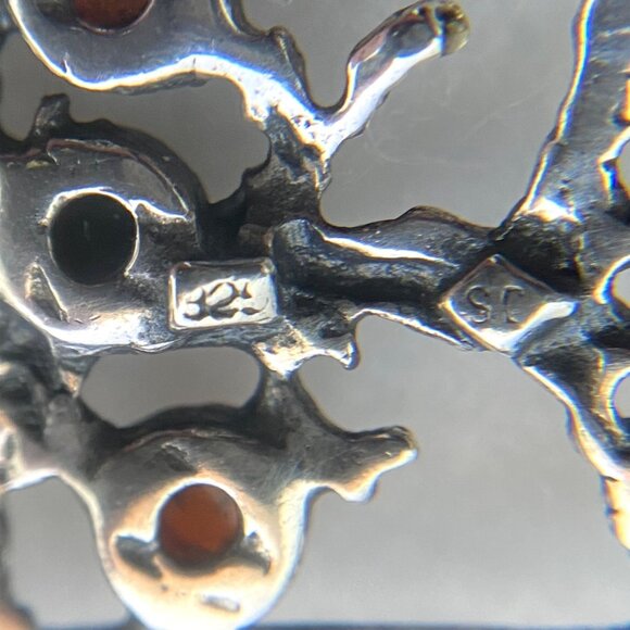 Sterling Silver 925 Multicolored Baltic Amber Tree Of Life Pendant Necklace 18" - Picture 9 of 16